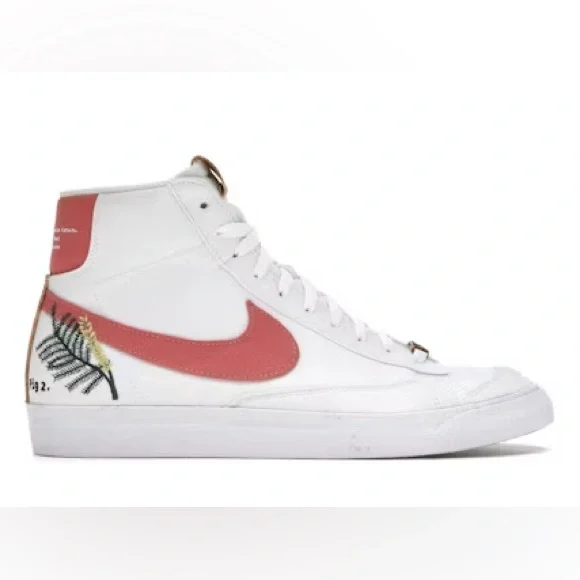 Nike Blazer Mid 77 Catechu Women White Pink Embroidered Sneakers size 8.5 EUC - Picture 1 of 6